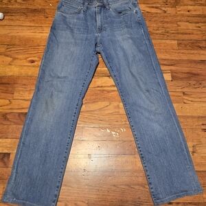 34 Heritage Jeans Mens 32/32 (Fits 32x30) Charisma Straight Denim Blue Wash-FLAW
